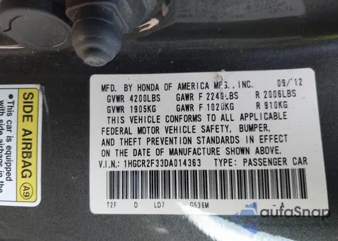 2013 Honda Accord Lx z USA, uszkodzony, nr VIN 1HGCR2F33DA014363